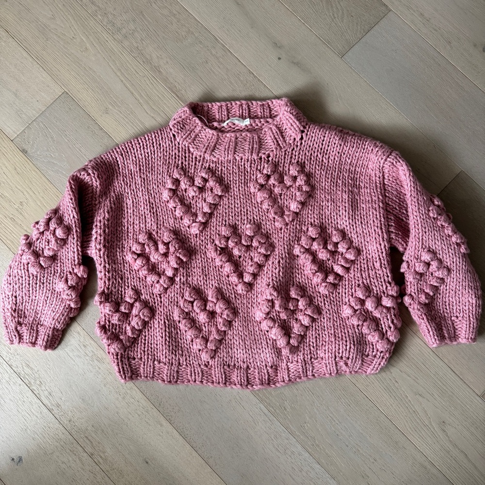 Amaryllis Pink Heart Knit Sweater